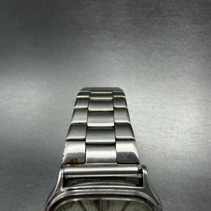 Seiko Watch Men 30mm Silver Dial Silver Tone Square 6431-5050 New Battery4
