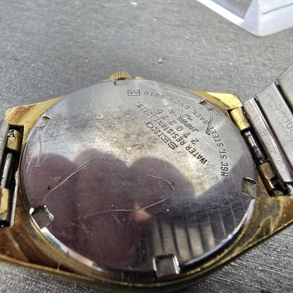 Seiko Watch Men 34mm Silver Dial Gold Tone Daydate Round 6923-8010 PARTS Vintage10