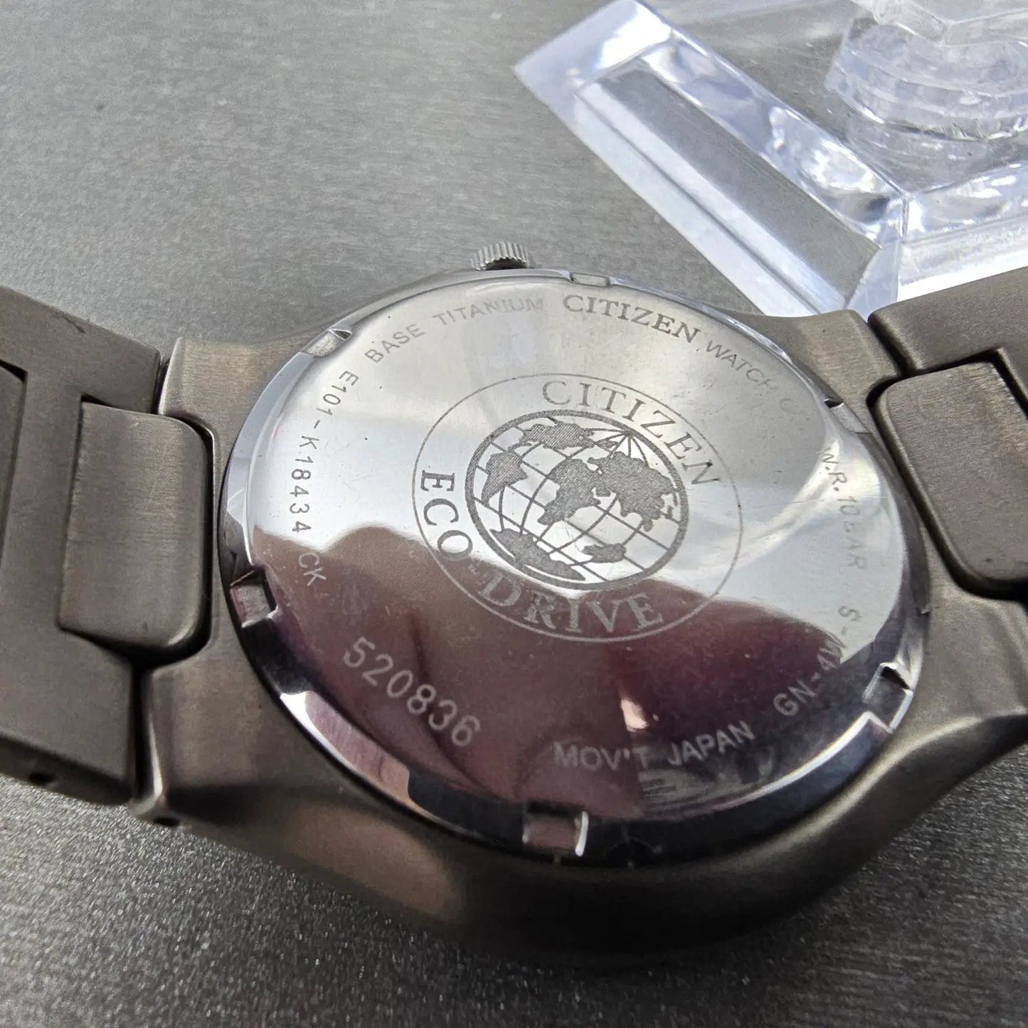 Citizen Eco-Drive Watch Men 37mm Black Dial Titanium Daydate E101-K18434 Runs9