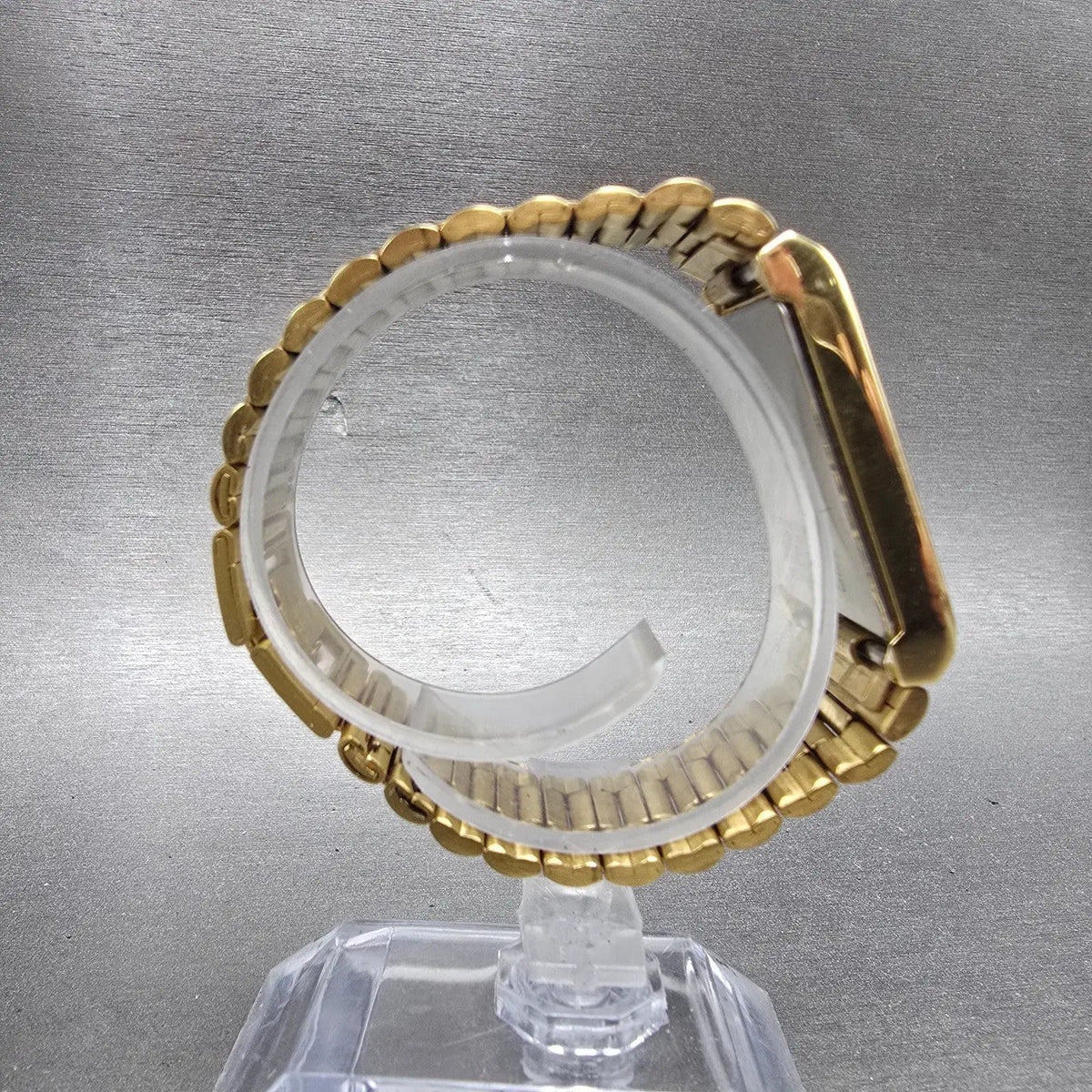 Seiko Tank Watch Men 26mm Champagne Dial Gold Tone Rectangle 5Y94-5119 PARTS9