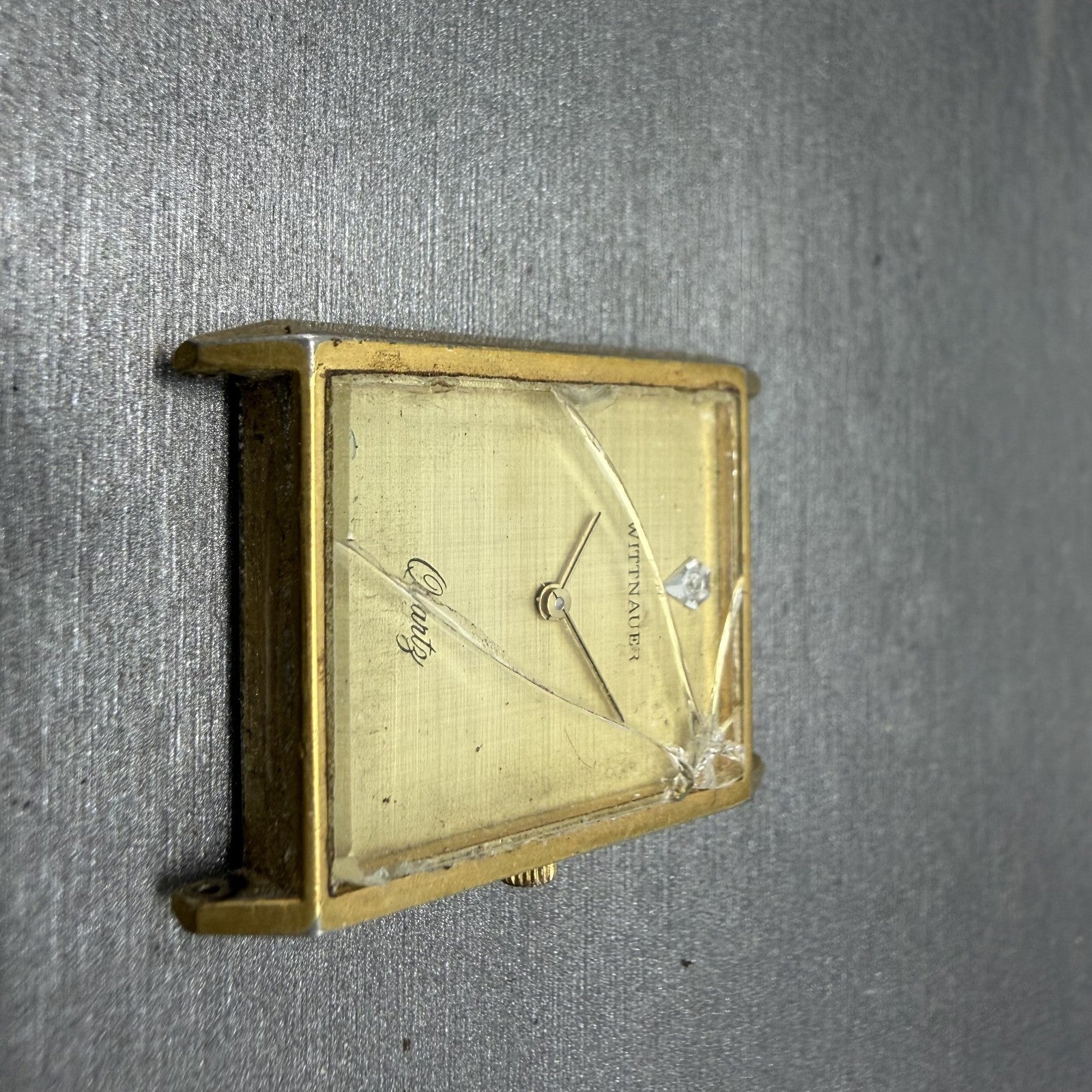 Wittnauer Tank Watch Men 25mm Champagne Dial Gold Tone Rectangle Vintage PARTS3