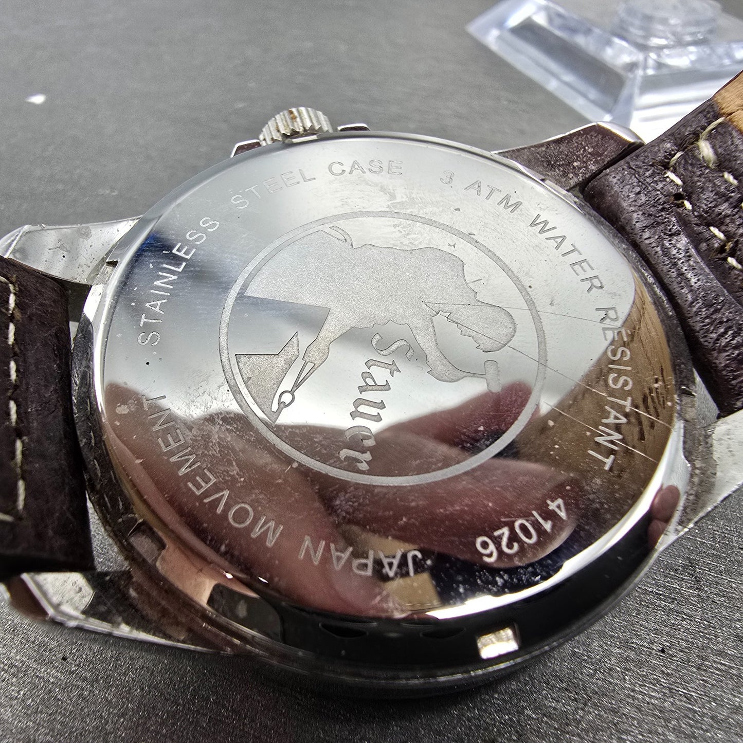 Stauer Midnight Aviator Watch Men 44mm Black Dial Steel 41026 New Battery9