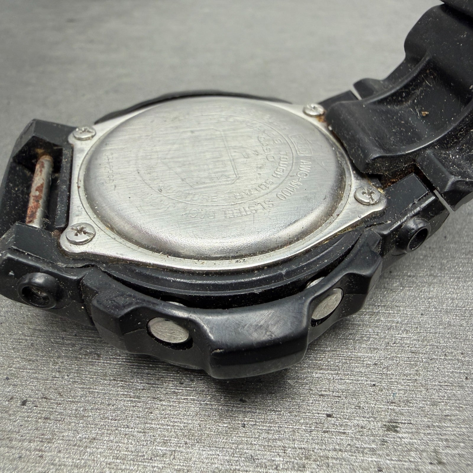 Casio G-Shock AWG-M100 Watch Men 49mm Gray Dial Black Tone Solar Works READ!!!9