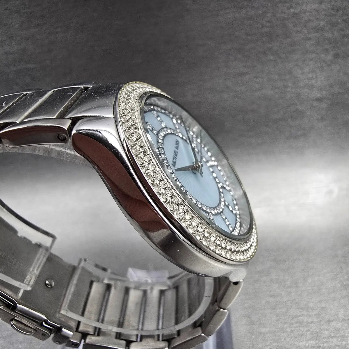 Michael Kors Kerry Watch Women 40mm MOP Dial Silver Tone Gemmed MK3395 New Batt3