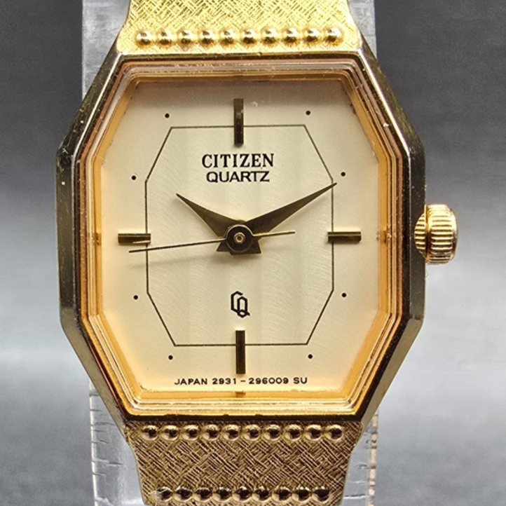 Citizen CQ Watch Women 17mm Champagne Dial Gold Tone 2951-293983 New Battery1