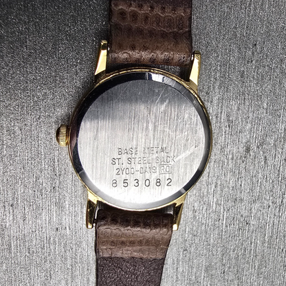 Seiko Watch Women 20mm Gold Dial Gold Tone Round 2Y00-0A19 New Battery VTG JP10