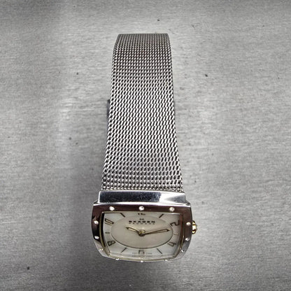 Skagen Watch Women 24mm MOP Dial Silver Tone Rectangle 396XSGS New Battery Mesh4