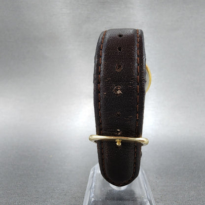 Movado Watch Men 34mm Gold Dial Gold Tone Round 87E40885 Leather New Battery7