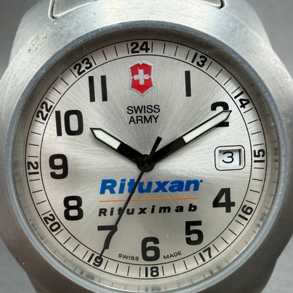 Victorinox Swiss Army Field Watch Men 39mm Silver Dial Steel Date New Battery KL1