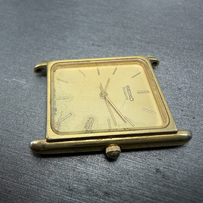Seiko Tank Watch Men 25mm Champagne Dial Gold Tone Rectangle 9021-5009 PARTS6