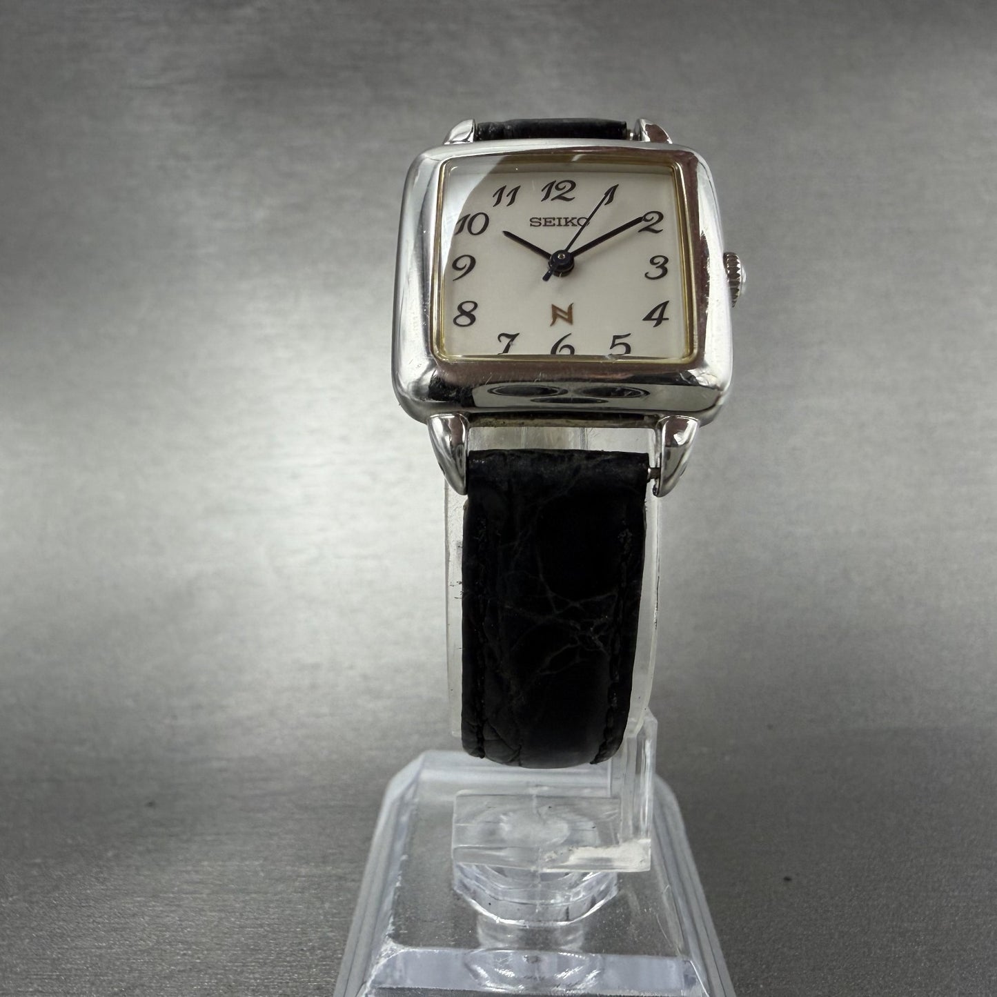 Seiko Noie Watch Women 23mm White Dial Silver Tone Square 1F21-5020 New Battery5