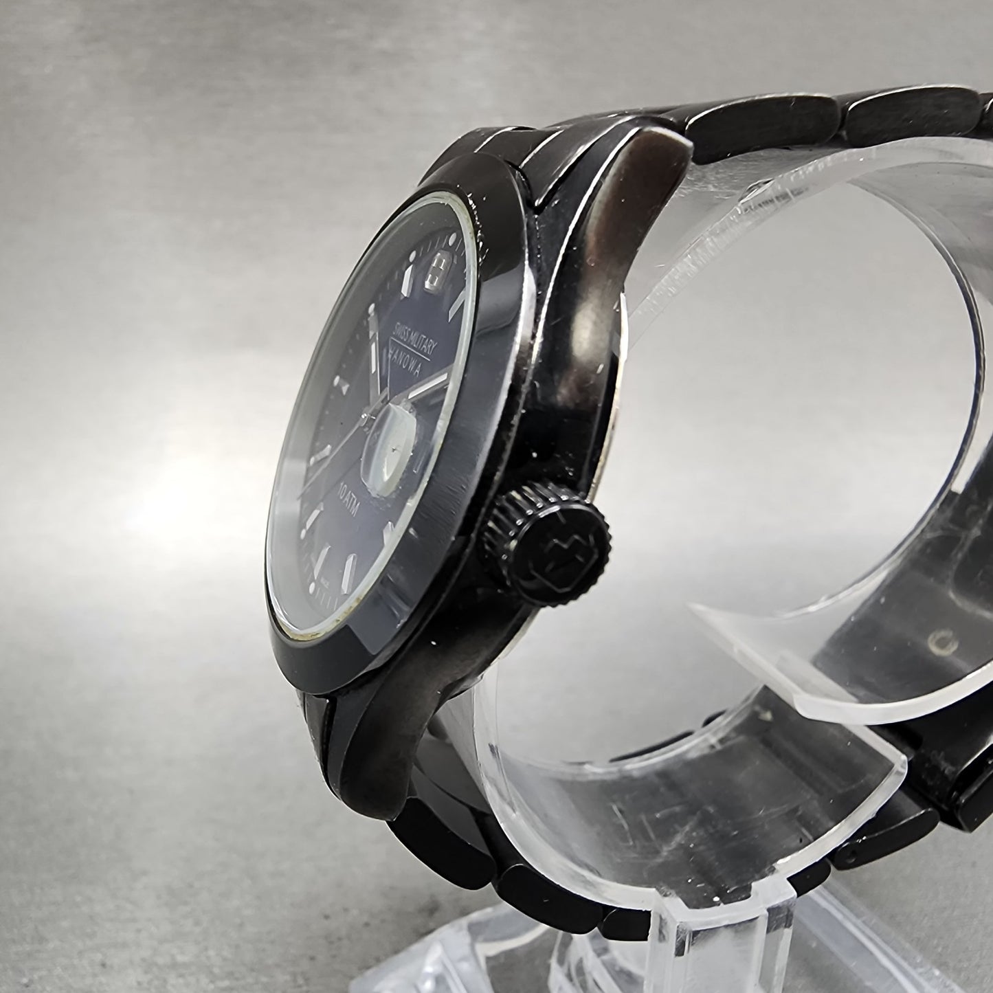Swiss Military Hanowa Watch Women 36mm Blue Dial Black Date 65023 New Battery2