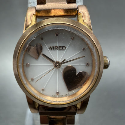 Seiko Wired Watch Women 21mm White Dial Rose Gold Tone Round 1N010KK0 New Batt1