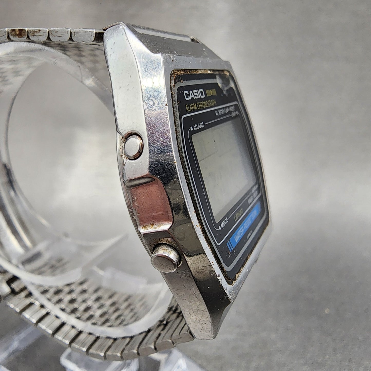 Casio W35 Watch Men 36mm Silver Tone LCD Alarm Chrono New  Battery3