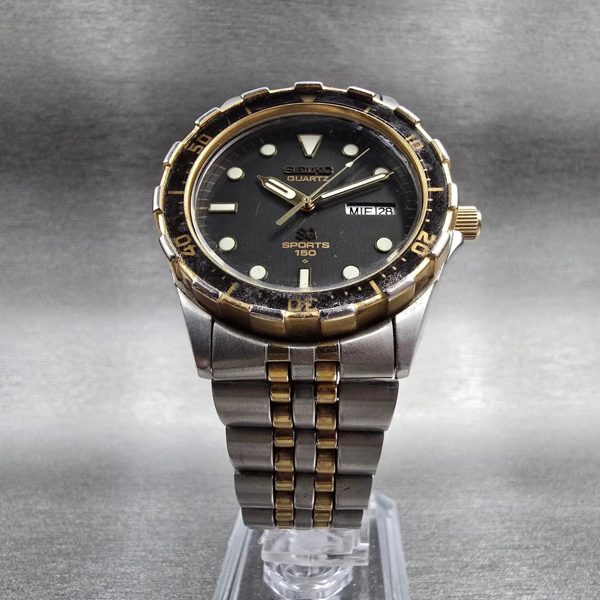 Seiko SQ Sports 150 Diver Watch Men 37mm Black Dial Daydate 5H23-7D19 New Batt5