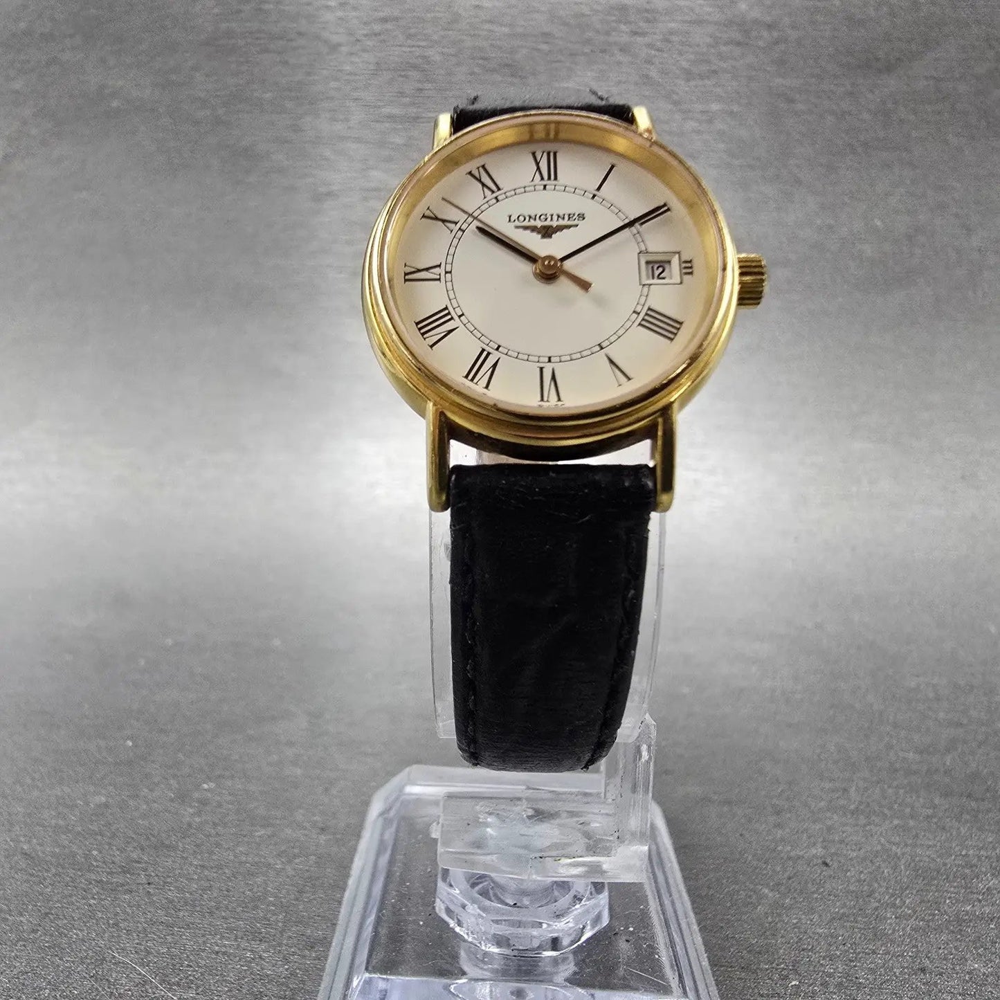 Longines Watch Women 23mm White Dial Gold Tone Date Round L4.220.2 New Battery5