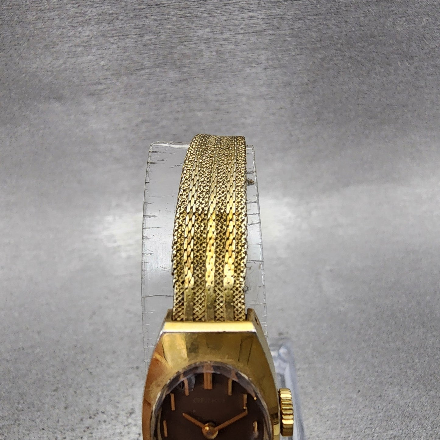 Seiko Watch Women 15mm Brown Dial Gold Tone Manual Wind Rectangle 117039 Runs4