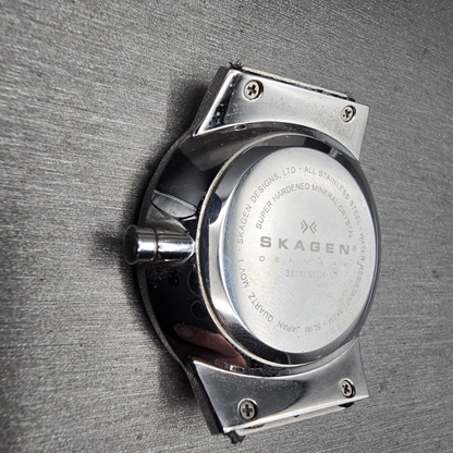 Skagen Watch Men 38mm Silver Dial Silver Tone Daydate 331XLSLC4 New Battery READ8