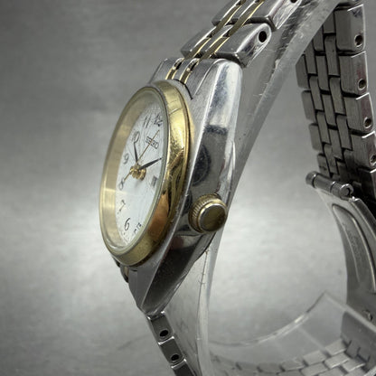 Seiko Watch Women 25mm White Dial Two Tone Daydate 7n430011 New Battery ABD2