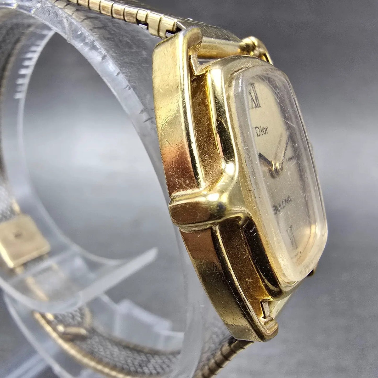 Bulova Dior Tank Watch Women 25mm Champagne Dial Gold Tone Manual PARTS Vintage4
