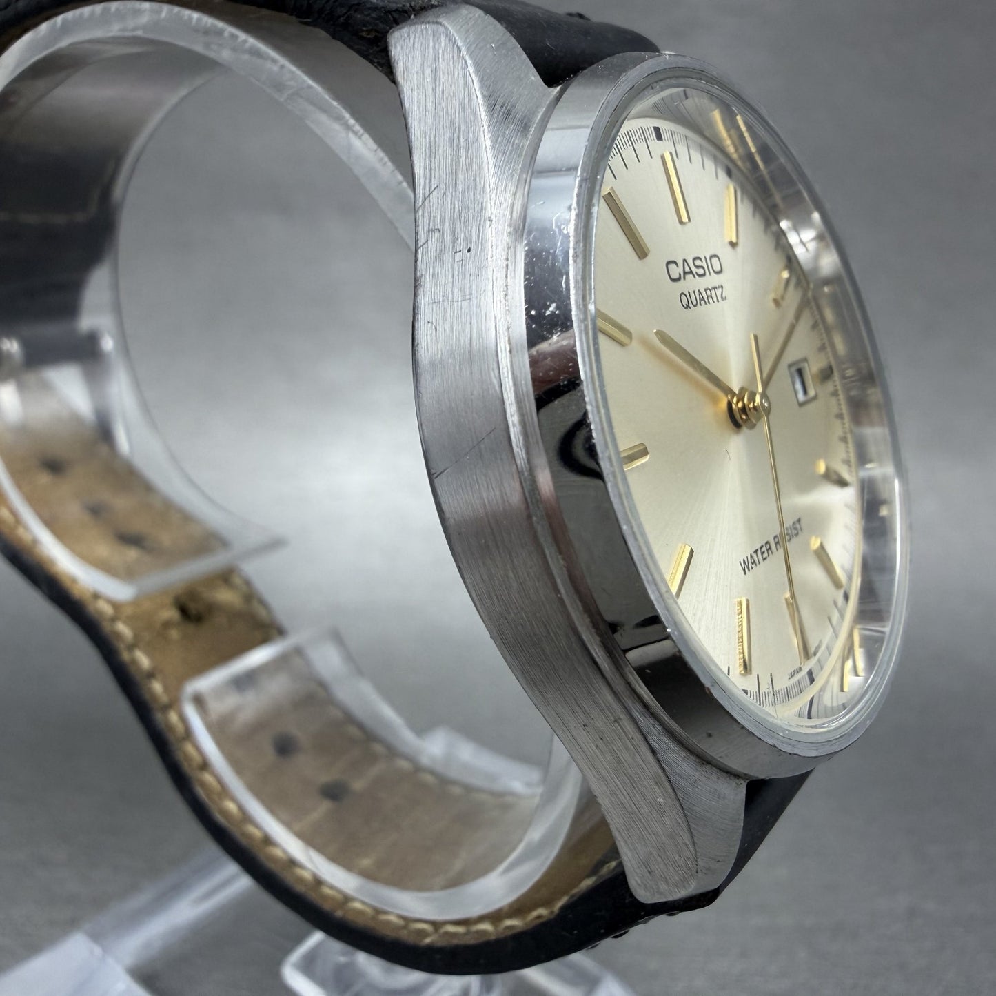 Casio Watch Men 37mm Champagne Dial Silver Tone Date MTP1175 New Battery3