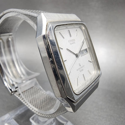 Citizen Tank Watch Men 32mm White Dial Steel Daydate Rectangle 3800-451287 PARTS