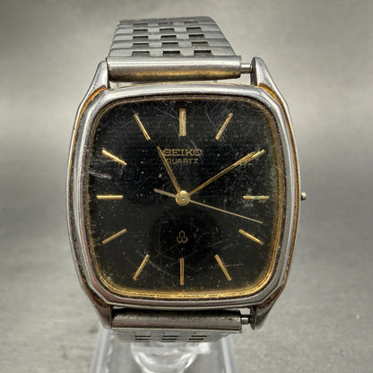 Seiko Tank Watch Men 31mm Black Dial Silver Tone Rectangle 6030-5190 PARTS0