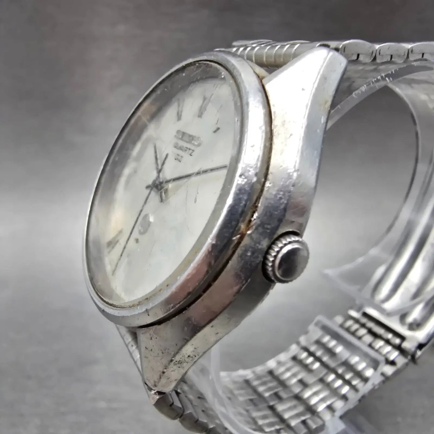Seiko QZ Watch Men 36mm Silver Dial Silver Tone Round 0920-8000 New Battery VTG2