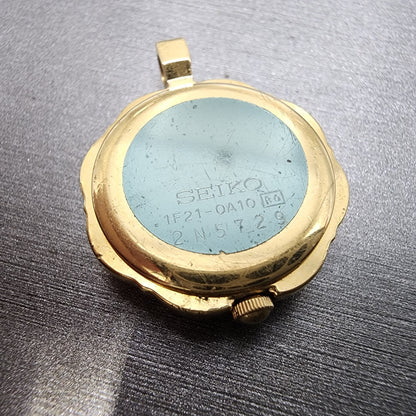 Seiko Necklace Watch Women 21mm Champagne Dial Gold Tone 1f210a10 New Battery7