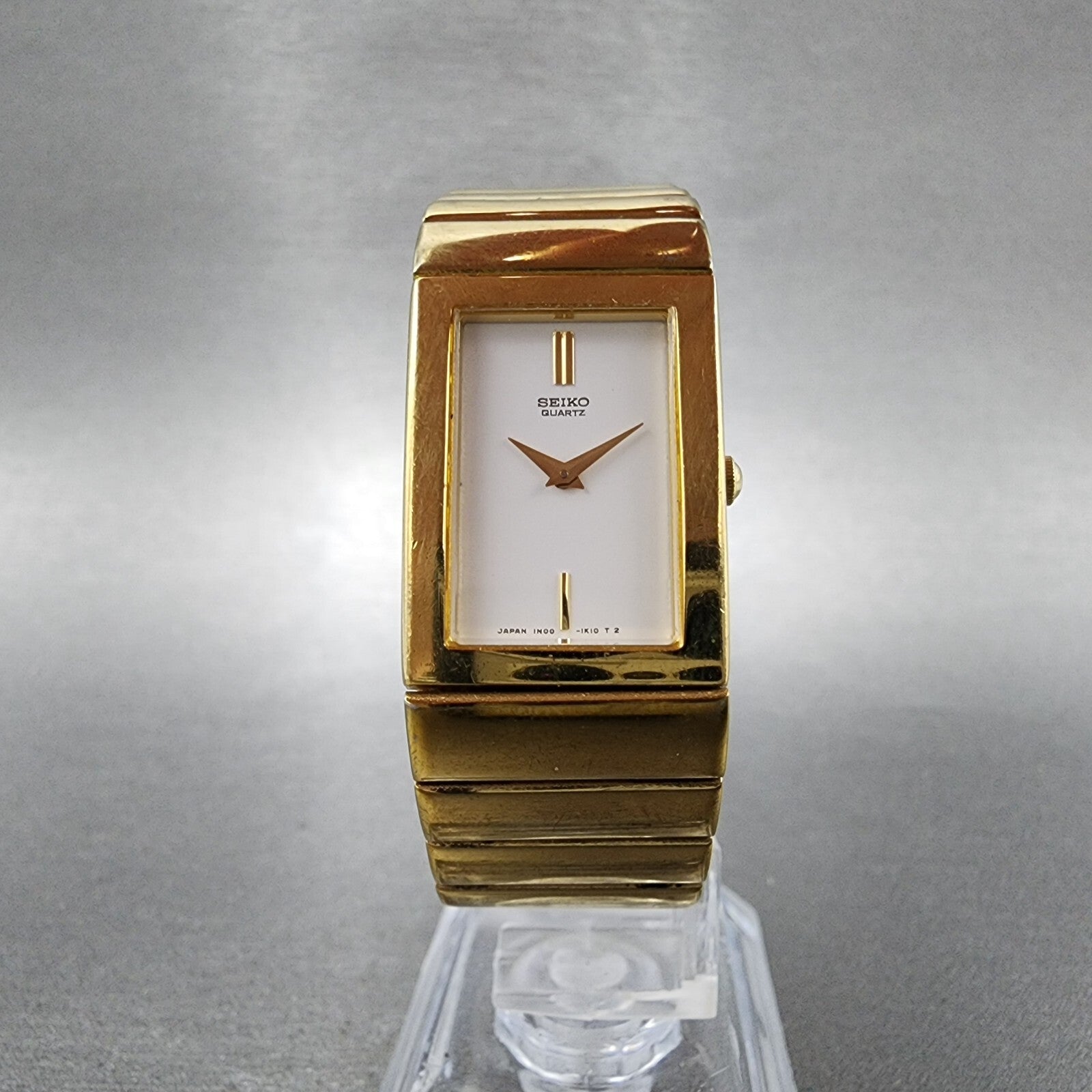 Seiko Tank Watch Women 18mm White Dial Gold Tone Rectangle 1n005e80 New Battery5