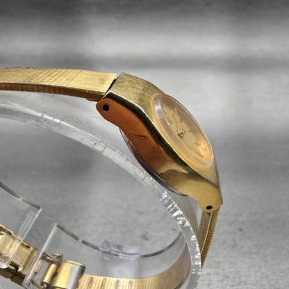 Seiko Watch Women 16mm Gold Dial Gold Tone Round 5420-0029 New Battery Vintage3