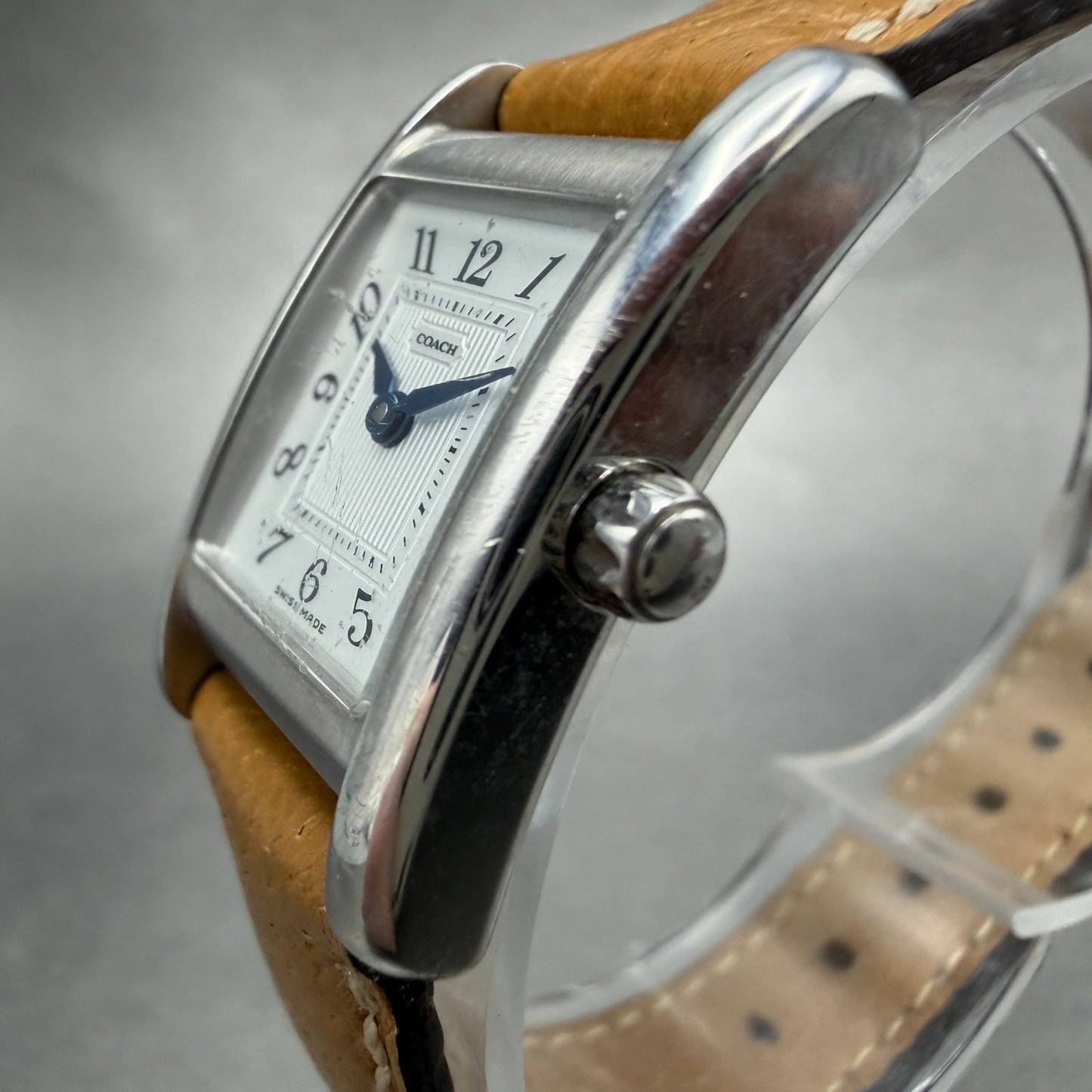 Coach Tank Watch Women 19mm Silver Dial Silver Tone Rectangle W002B New Battery2