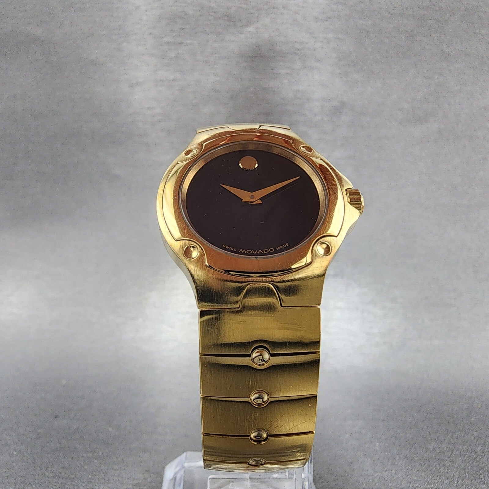 Movado Sports Edition Watch Women 27mm Black Dial Gold Tone Round 88.G4.18517