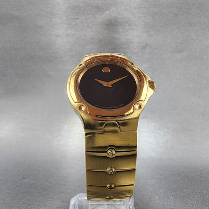 Movado Sports Edition Watch Women 27mm Black Dial Gold Tone Round 88.G4.18517