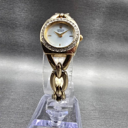 Citizen Watch Women 19mm MOP Dial Gold Crystal Bezel 920-S021103 New Battery JP5
