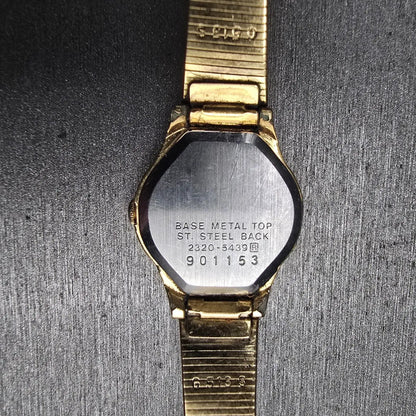 Seiko Watch Women 20mm Champagne Dial Gold Tone Oval 2320-5439 New Battery JP10
