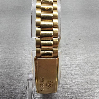 Seiko SQ Watch Women 24mm Gold Dial Gold Tone Daydate Round 3E23-0A69 New Batt7