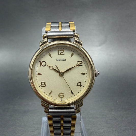 Seiko Watch Women 26mm Champagne Dial Two Tone Round 7321-035A New Battery0