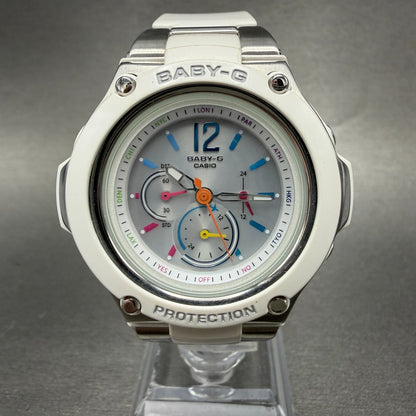 Casio BabyG Watch Women 41mm Silver Dial White Tone Round Solar BGA1400 Works0