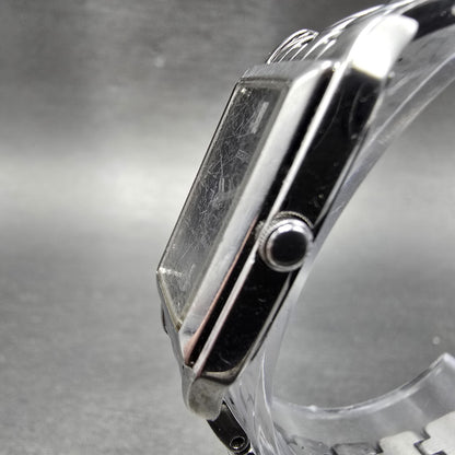 Seiko Solar Tank Watch Women 15mm Black Dial Silver Tone V116-0AA0 Runs2