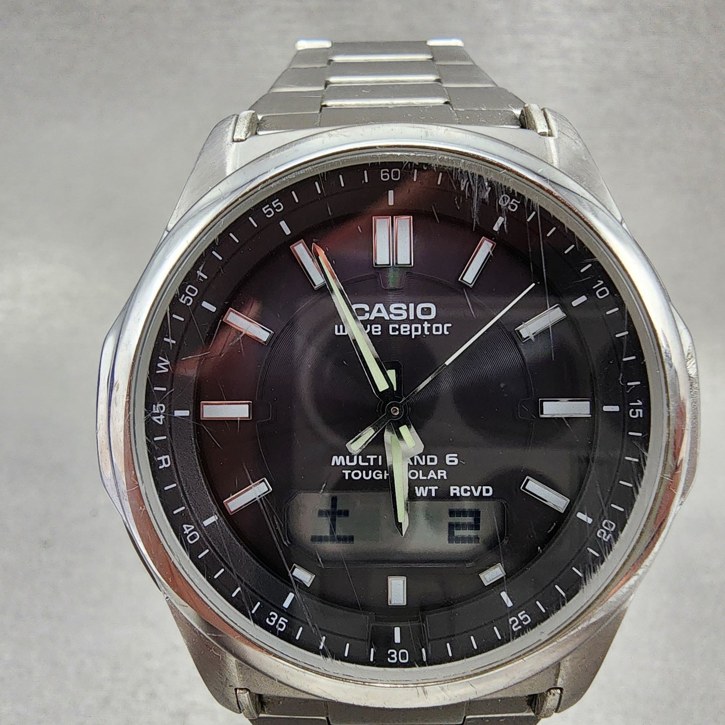 Casio Wave Ceptor  WVAM630 Watch Men 42mm Black Dial Steel Analog Digital Solar2