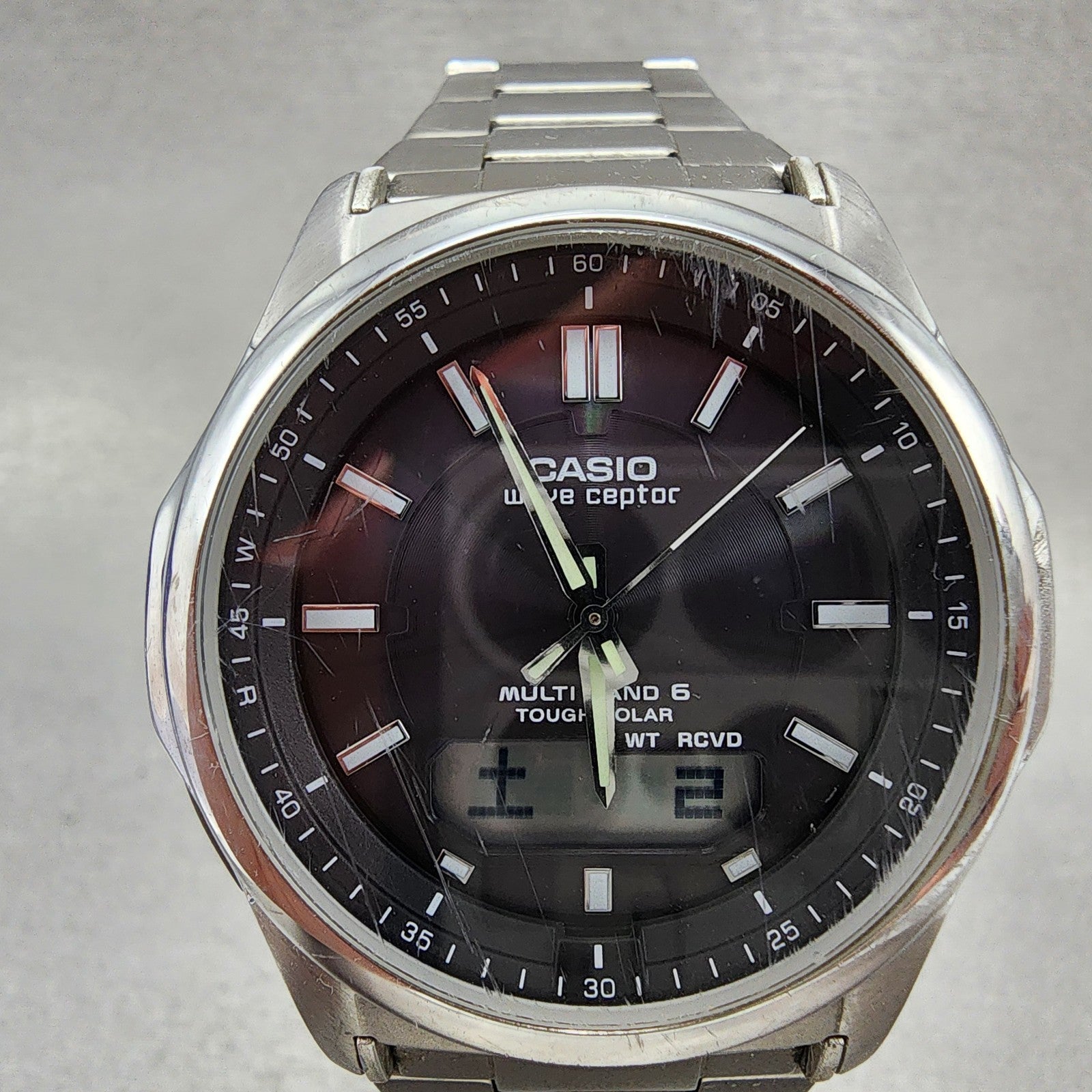 Casio Wave Ceptor  WVAM630 Watch Men 42mm Black Dial Steel Analog Digital Solar2