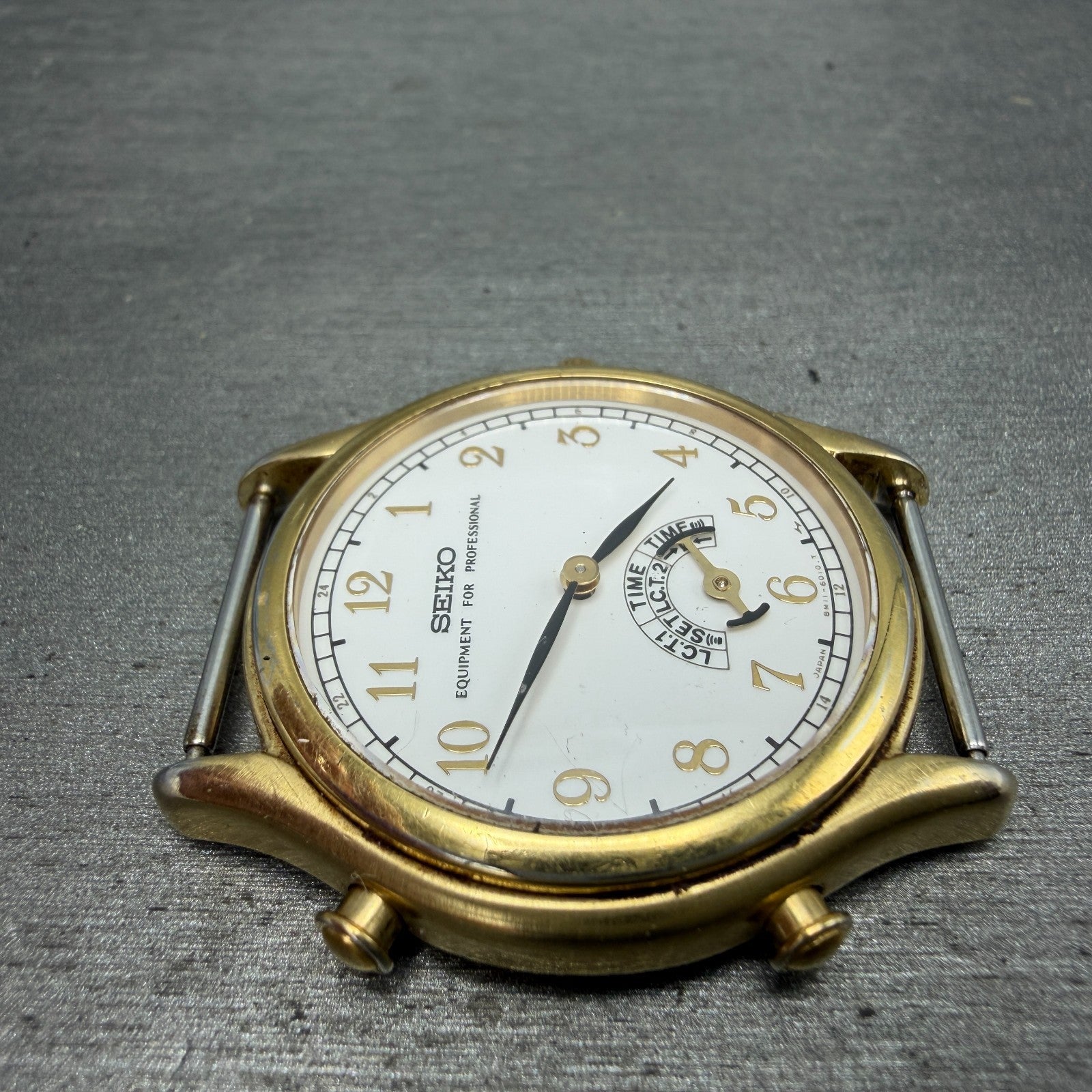 Seiko Equipment For Protentional Watch Men 35mm White Dial Gold Tone PARTS VTG4