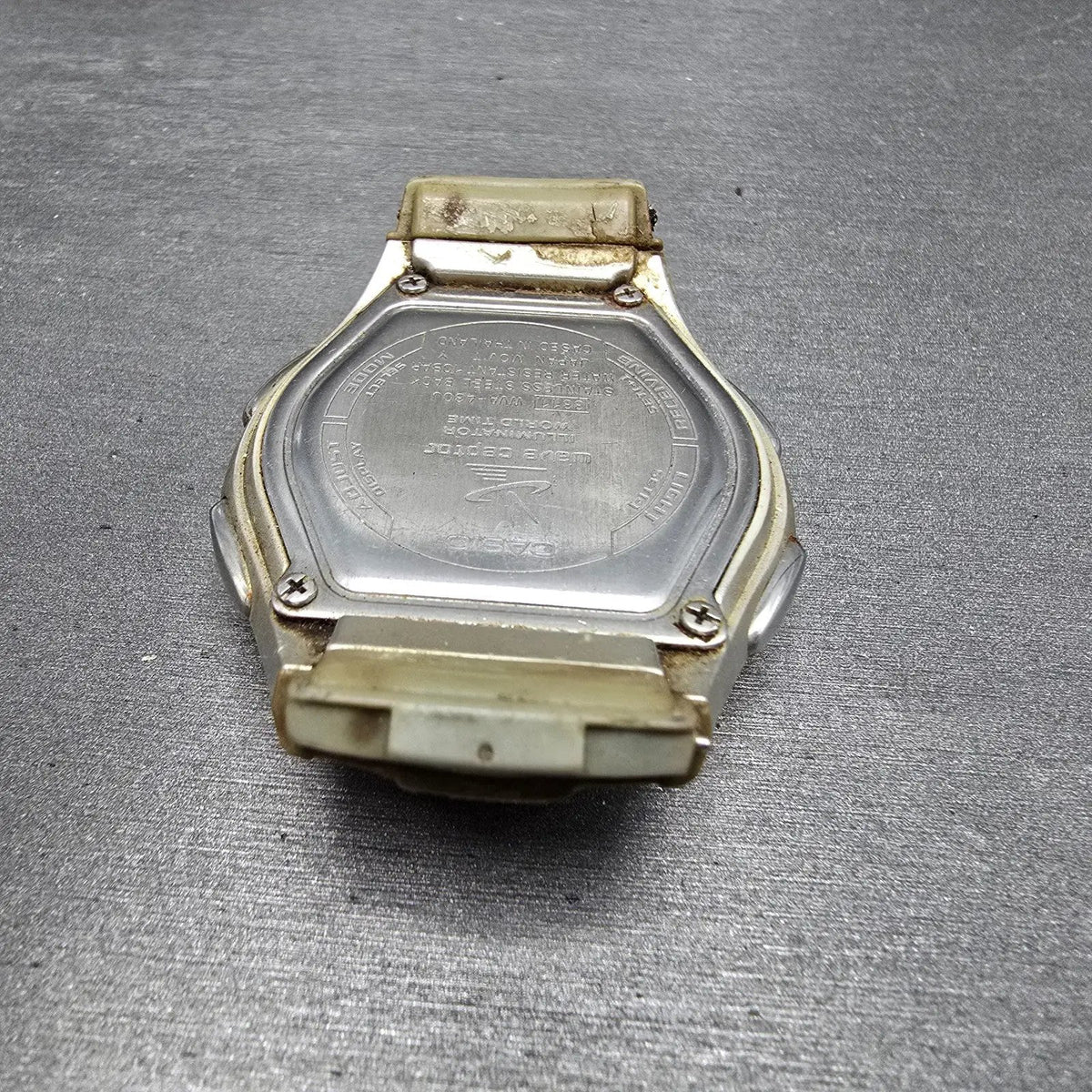 Casio Waveceptor WVA-430J Watch Men 43mm Black Dial Silver Alarm Chrono PARTS11