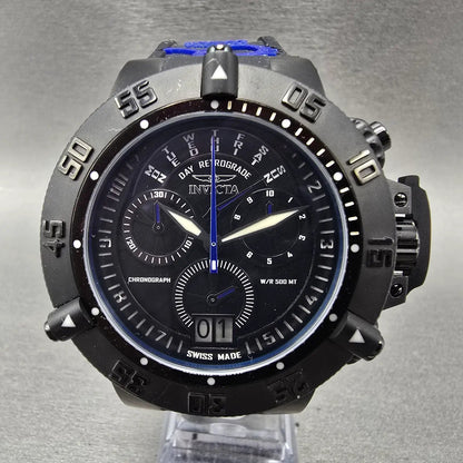 Invicta Subaqua Noma III Chronograph Big Date Watch Men 50mm Black Blue NewBatt0