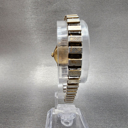 VTG Bulova Accutron Watch Women 22mm Gold Dial Gold Tone Round N8 PARTS