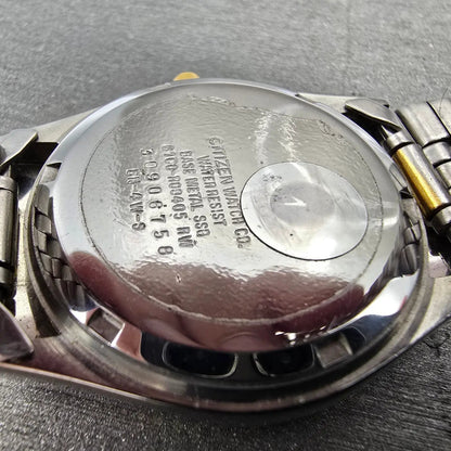 Citizen CQ Watch Men 35mm Champagne Dial Two Tone Daydate 6100-R00405 PARTS10