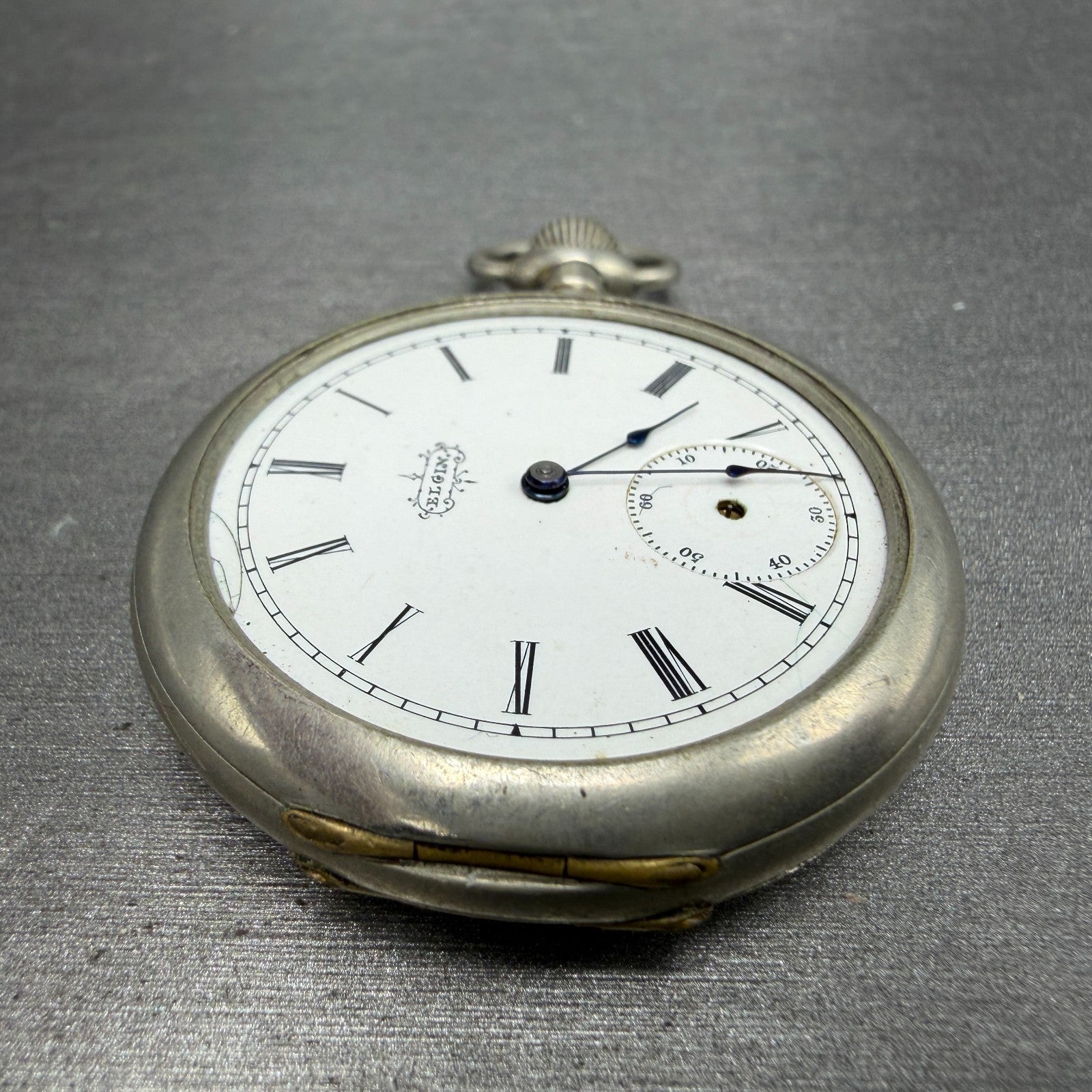 Elgin Pocket Watch 41.5mm White Dial Silver Tone Grade 94 Round Manual Wind PART4