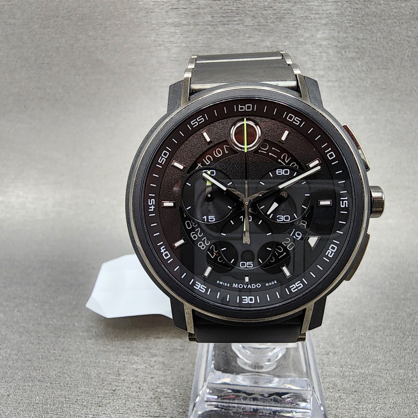 Movado Strato Chronograph Watch Men 44mm Black Dial Black Tone READ!!!! 06075540