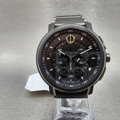 Movado Strato Chronograph Watch Men 44mm Black Dial Black Tone READ!!!! 06075540
